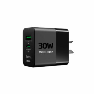 CARGADOR FOXBOX GAN MEGA 30WATTS SIN CABLE NEGRO (7996)