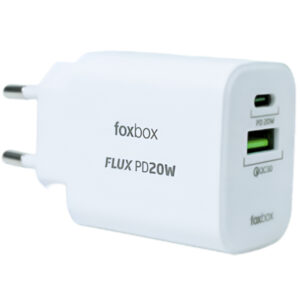 Cargador FOXBOX FLUX 20W BLANCO CON CABLE PRISM TYPE C